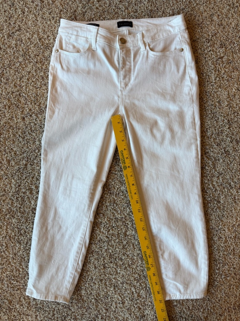 Talbots Size 4 Petite Jegging Crop White Denim Pants Stretch Cotton Blend Casual - Picture 9 of 13